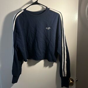Hollister striped sleeves crop sweatshirt